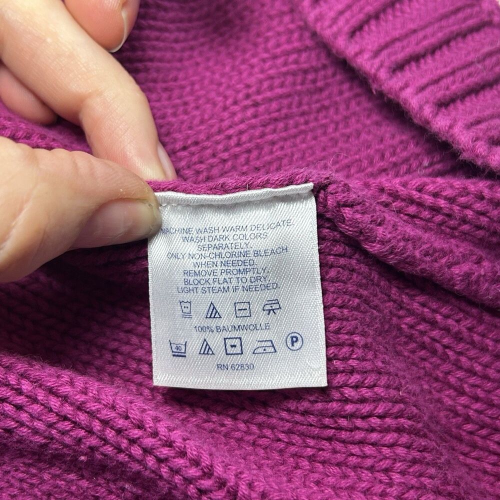 Lands' End Cardigan Womens 3X Chunky Cable Knit Pink 100% Cotton 3 Button - Picture 4 of 8